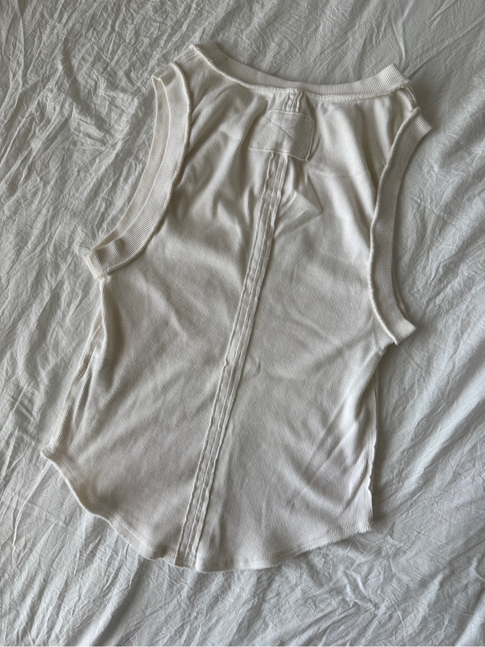 WE THE FREE FREE PEOPLE Kate Tank Ivory Ribbed Bohemian Classic Basic White Top - Picture 4 of 6